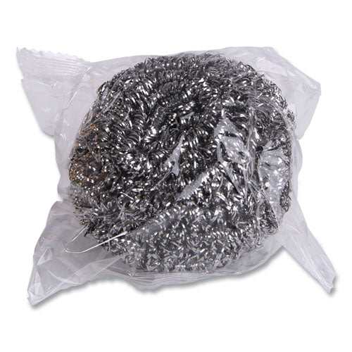 Image of Boardwalk® 84BWK SS Stainless Steel Scrubber, Large Size, 2.5 X 2.75, Steel Gray, 12/carton