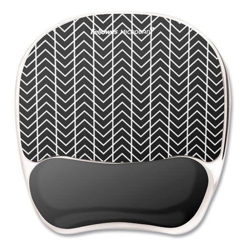 Image of Fellowes® 9549901 Photo Gel Mouse Pad with Wrist Rest with Microban Protection, 7.87 x 9.25, Chevron Design