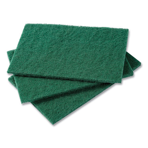 Image of AmerCareRoyal® S960 Medium-Duty Scouring Pad, 6 X 9, Green, 10 Pads/pack, 6 Packs/carton