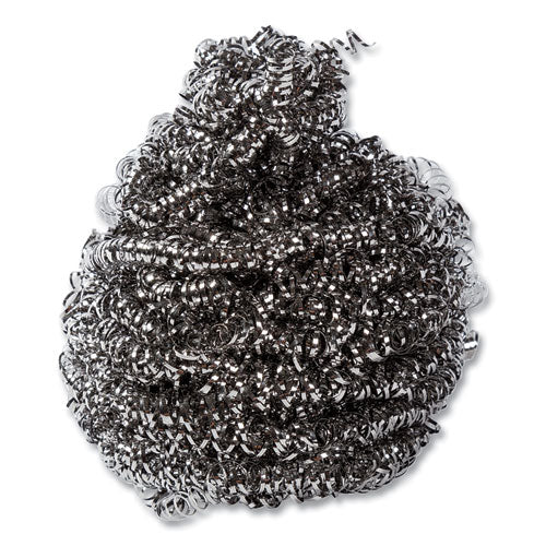 Image of AmerCareRoyal® S730 Stainless Steel Sponge, Polybagged, 1.50 Oz, Gray, 12/pack, 12/packs/carton