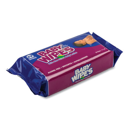 Image of AmerCareRoyal® RPBWUR-80 Baby Wipes Refill Pack, 8 x 7, Unscented, White, 80/Pack, 12 Packs/Carton