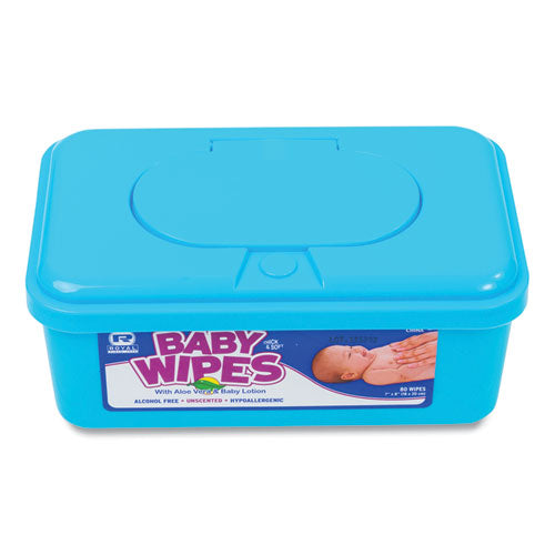 Image of AmerCareRoyal® RPBWU-80 Baby Wipes Tub, Unscented, White, 80/Tub, 12 Tubs/Carton