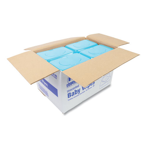 Image of AmerCareRoyal® RPBWU-80 Baby Wipes Tub, Unscented, White, 80/Tub, 12 Tubs/Carton
