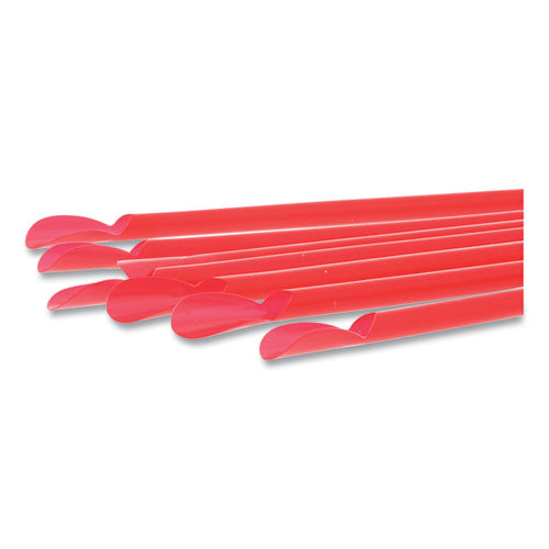 Image of AmerCareRoyal® RJSS10 Jumbo Spoon Straw, 10.25", Plastic, Red, 300/pack, 18 Packs/carton