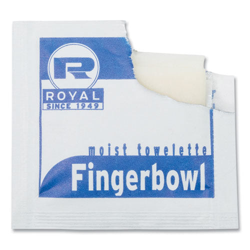 Image of AmerCareRoyal® RF1MB Moist Towelettes, Individually Wrapped, 4 x 6, Lemon Scent, White, 1,000/Carton