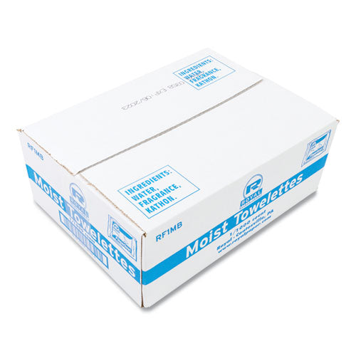 Image of AmerCareRoyal® RF1MB Moist Towelettes, Individually Wrapped, 4 x 6, Lemon Scent, White, 1,000/Carton