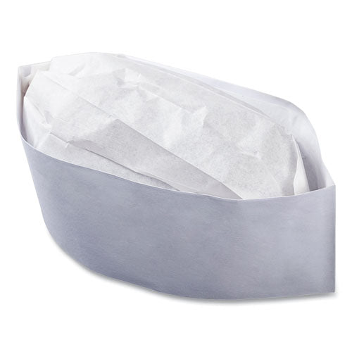 Image of AmerCareRoyal® RCC2W Classy Cap, Crepe Paper, Adjustable, One Size Fits All, White, 100 Caps/Pack, 10 Packs/Carton