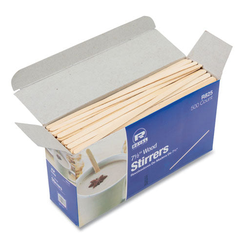 Image of AmerCareRoyal® R825 Wood Stir Sticks, 7.5" Long, 500/Box, 10 Boxes/Carton