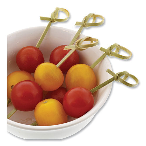 Image of AmerCareRoyal® R803 Knotted Bamboo Pick, Paper, 4", Natural, 100/Pack, 10 Packs/Carton