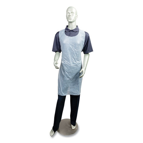 Image of AmerCareRoyal® DA2846 Poly Apron, 28 x 46,  One Size Fits All, White, 100/Pack, 10 Packs/Carton