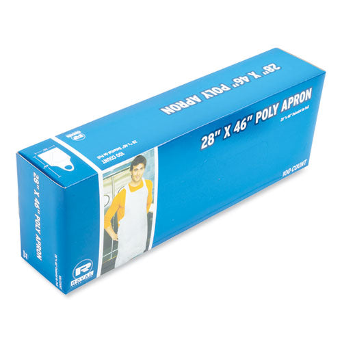 Image of AmerCareRoyal® DA2846 Poly Apron, 28 x 46,  One Size Fits All, White, 100/Pack, 10 Packs/Carton