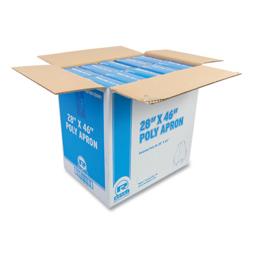 Image of AmerCareRoyal® DA2846 Poly Apron, 28 x 46,  One Size Fits All, White, 100/Pack, 10 Packs/Carton