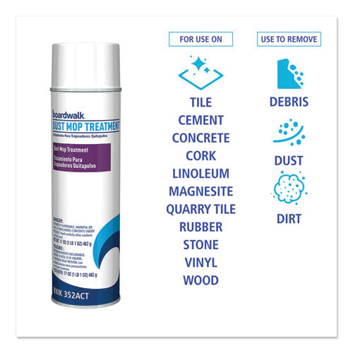 Image of BoardwalkÂ® Dust Mop Treatment, Pine Scent, 17 oz Aerosol Spray, 12/Carton