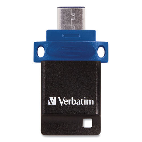 Image of Verbatim® 99155 Store n' Go Dual USB 3.0 Flash Drive for USB-C Devices, 64 GB, Blue