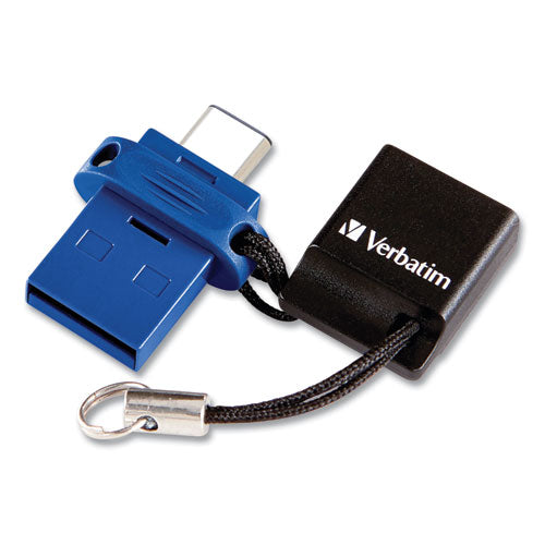 Image of Verbatim® 99154 Store n' Go Dual USB 3.0 Flash Drive for USB-C Devices, 32 GB, Blue