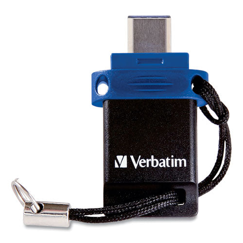 Image of Verbatim® 99155 Store n' Go Dual USB 3.0 Flash Drive for USB-C Devices, 64 GB, Blue