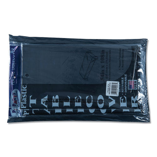 Image of Tablemate® 549-BK Table Set Rectangular Table Covers, Heavyweight Plastic, 54" X 108", Black, 6/pack