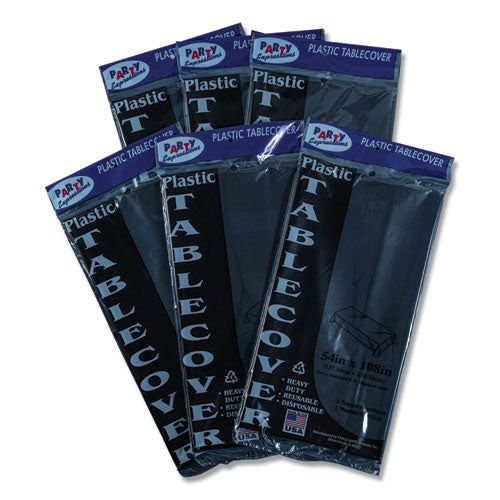 Image of Tablemate® 549-BK Table Set Rectangular Table Covers, Heavyweight Plastic, 54" X 108", Black, 6/pack