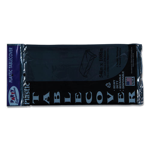 Image of Tablemate® 549-BK Table Set Rectangular Table Covers, Heavyweight Plastic, 54" X 108", Black, 6/pack