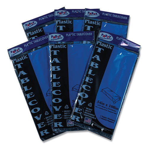 Image of Tablemate® 549BL Table Set Rectangular Table Cover, Heavyweight Plastic, 54" X 108", Blue, 6/pack