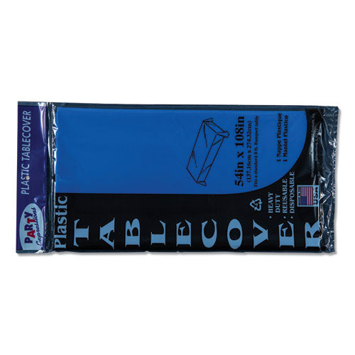 Image of Tablemate® 549BL Table Set Rectangular Table Cover, Heavyweight Plastic, 54" X 108", Blue, 6/pack