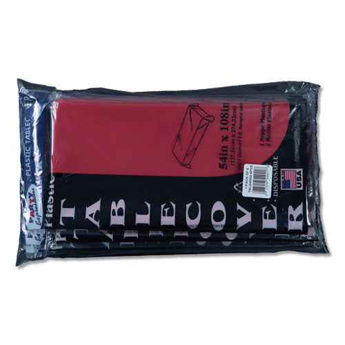 Image of Tablemate® 549RD Table Set Rectangular Table Cover, Heavyweight Plastic, 54" X 108", Red, 6/pack