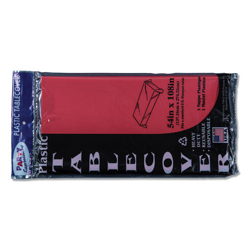 Image of Tablemate® 549RD Table Set Rectangular Table Cover, Heavyweight Plastic, 54" X 108", Red, 6/pack