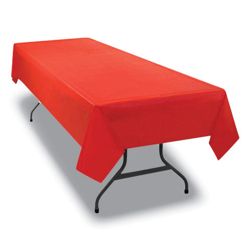 Image of Tablemate® 549RD Table Set Rectangular Table Cover, Heavyweight Plastic, 54" X 108", Red, 6/pack