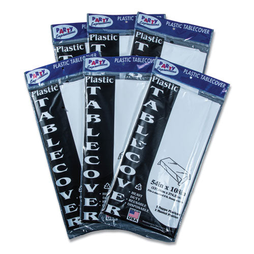 Image of Tablemate® 549WH Table Set Rectangular Table Cover, Heavyweight Plastic, 54" X 108", White, 6/pack