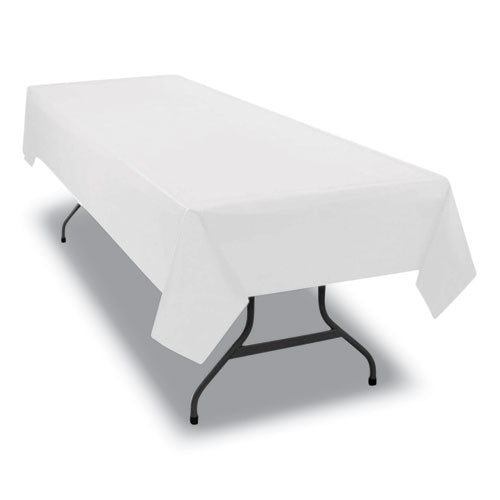 Image of Tablemate® 549WH Table Set Rectangular Table Cover, Heavyweight Plastic, 54" X 108", White, 6/pack
