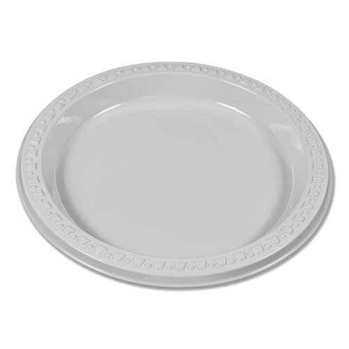 Image of Tablemate® 7644WH Plastic Dinnerware, Plates, 7" Dia, White, 125/pack