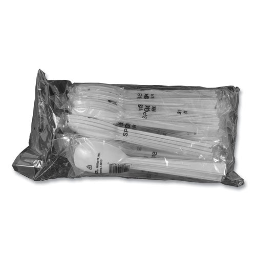 Image of Tablemate® W95PK4 Table Set Plastic Serving Forks and Spoons, 9.5", White, 48/Pack