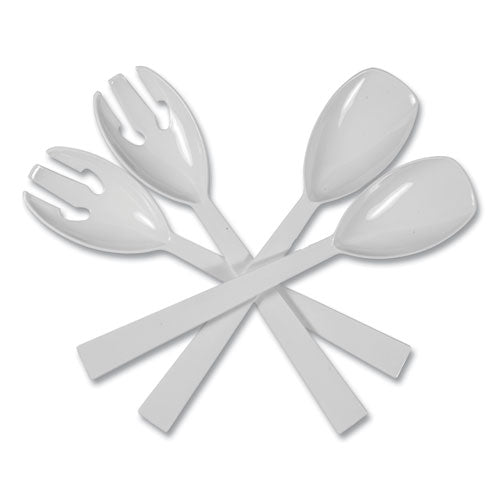 Image of Tablemate® W95PK4 Table Set Plastic Serving Forks and Spoons, 9.5", White, 48/Pack