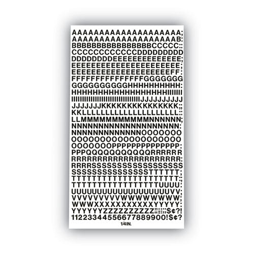 Image of ChartpakÂ® Press-On Vinyl Self-Adhesive Numbers and Uppercase Letters, 0.25" Tall, Black Characters, 610/Pack