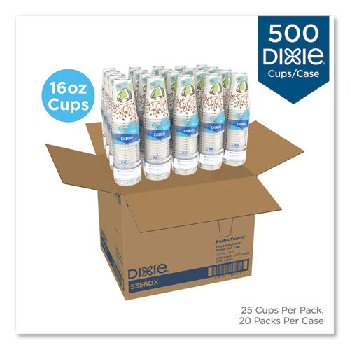 Image of Dixie® 5356DX PerfecTouch Paper Hot Cups, 16 oz, Coffee Haze Design, 25/Sleeve, 20 Sleeves/Carton