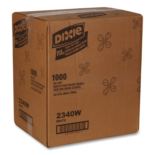 Image of Dixie® 2340W Paper Hot Cups, 10 Oz, White, 50/sleeve, 20 Sleeves/carton