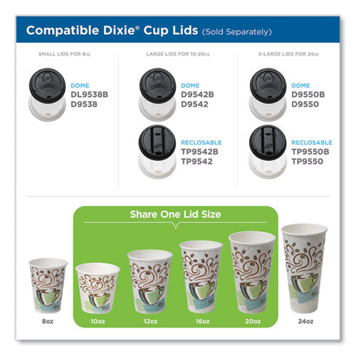 Image of Dixie® 5310DX PerfecTouch Paper Hot Cups, 10 oz, Coffee Haze Design, 25/Sleeve, 20 Sleeves/Carton