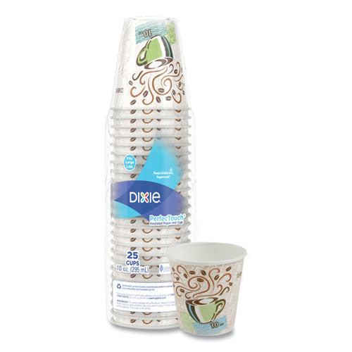 Image of Dixie® 5310DX Perfectouch Paper Hot Cups, 10 Oz, Coffee Haze Design, 25/pack