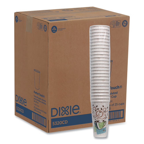 Image of Dixie® 5320CD Perfectouch Paper Hot Cups, 20 Oz, Coffee Haze Design, 25/sleeve, 20 Sleeves/carton