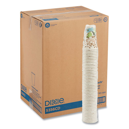 Image of Dixie® 5356CD Perfectouch Paper Hot Cups, 16 Oz, Coffee Haze Design, 50/sleeve, 20 Sleeves/carton