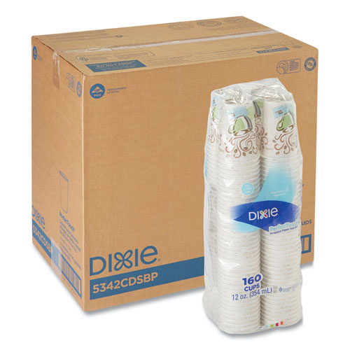 Image of Dixie® 5342CDSBP Perfectouch Paper Hot Cups, 12 Oz, Coffee Haze Design, 160/pack, 6 Packs/carton