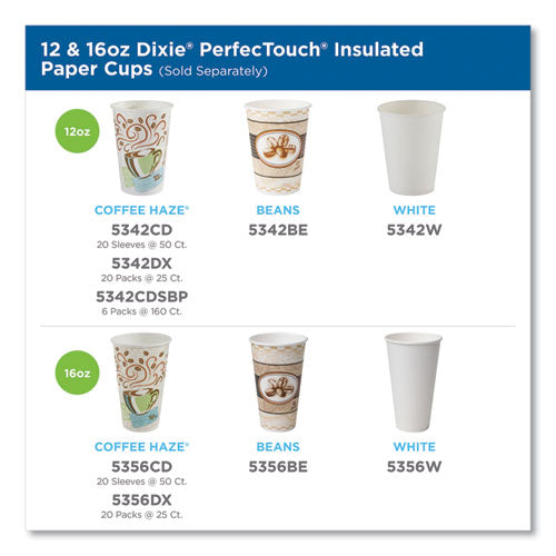 Image of Dixie® 5356CD Perfectouch Paper Hot Cups, 16 Oz, Coffee Haze Design, 50/pack