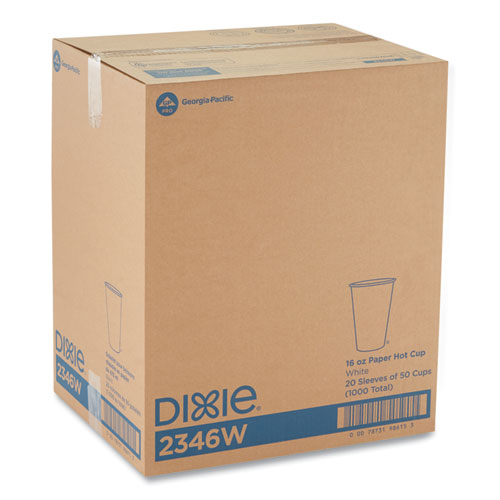 Image of Dixie® 2346W Paper Hot Cups, 16 Oz, White, 50/sleeve, 20 Sleeves/carton