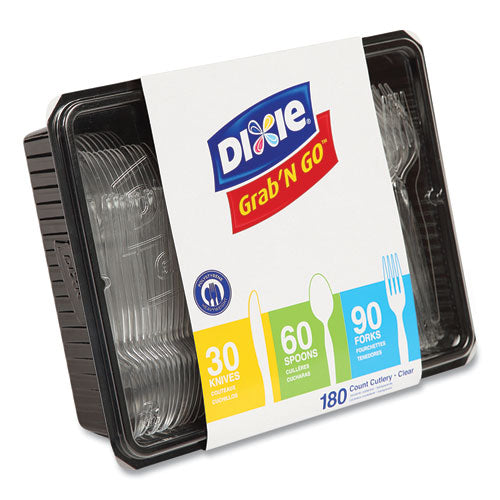 Image of Dixie® CH0369DX7 Heavyweight Polystyrene Cutlery, Fork/Knife/Spoon, Plastic, Clear, 180/Pack, 10 Packs/Carton