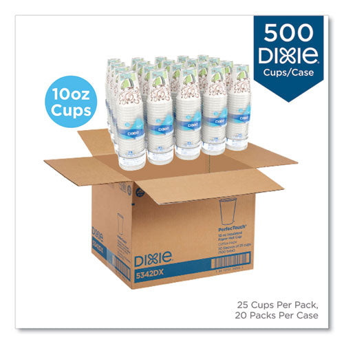 Image of Dixie® 5310DX PerfecTouch Paper Hot Cups, 10 oz, Coffee Haze Design, 25/Sleeve, 20 Sleeves/Carton