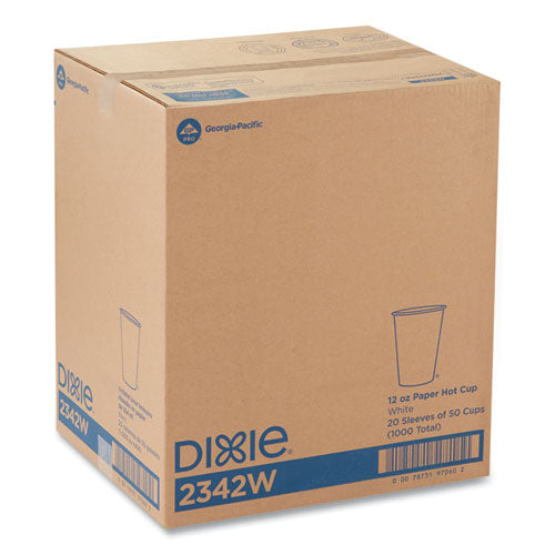 Image of Dixie® 2342W Paper Hot Cups, 12 Oz, White, 50/sleeve, 20 Sleeves/carton