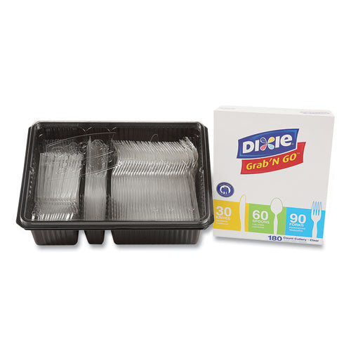 Image of Dixie® CH0369DX7 Heavyweight Polystyrene Cutlery, Fork/Knife/Spoon, Plastic, Clear, 180/Pack, 10 Packs/Carton