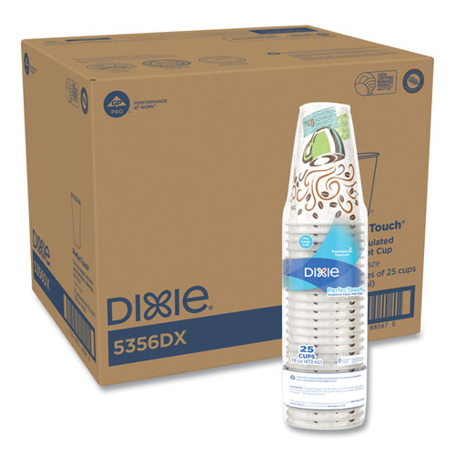 Image of Dixie® 5356DX PerfecTouch Paper Hot Cups, 16 oz, Coffee Haze Design, 25/Sleeve, 20 Sleeves/Carton