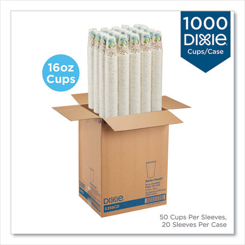 Image of Dixie® 5356CD Perfectouch Paper Hot Cups, 16 Oz, Coffee Haze Design, 50/sleeve, 20 Sleeves/carton