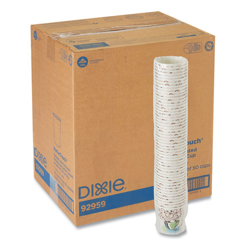 Image of Dixie® 92959 PerfecTouch Paper Hot Cups, 10 oz, Coffee Haze Design, 50/Sleeve, 20 Sleeves/Carton